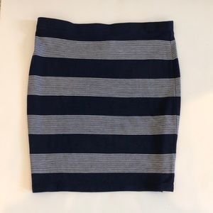 Sophia Max Navy Blue and Light Gray Striped Tube Skirt, Size Medium